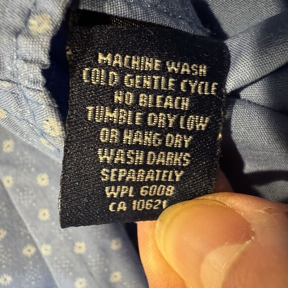 Panhandle Men's XXL Blue Dotted Button Down Long Sleeve Western Shirt Floral - Picture 10 of 10